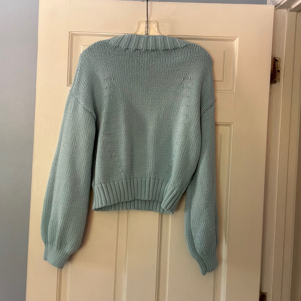 Anthropologie Maeve The Pippa Icon Mock-Neck Sweater Blue Snowflake M NEW Cozy - Picture 10 of 15